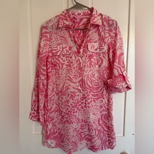 Lilly Pulitzer Tunic/Cover-up/Dress Vibrant Pink Patterned